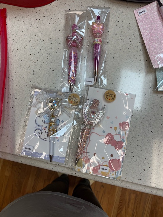 Other - Set of 5 Decorative Novelty Pens in Pink, Purple, White